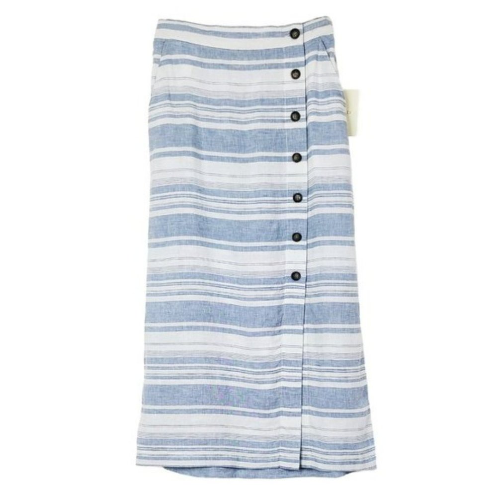 NWT CYNTHIA ROWLEY 100% Linen Yarn Dyed Skirt - Picture 3 of 5